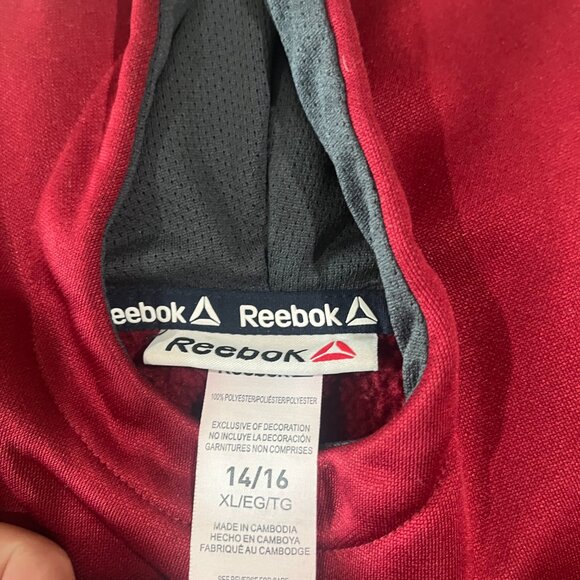 Reebok Boys XL 14/16 Maroon Red and Black Hoodie Pull Over 100% Polyester - Picture 3 of 3